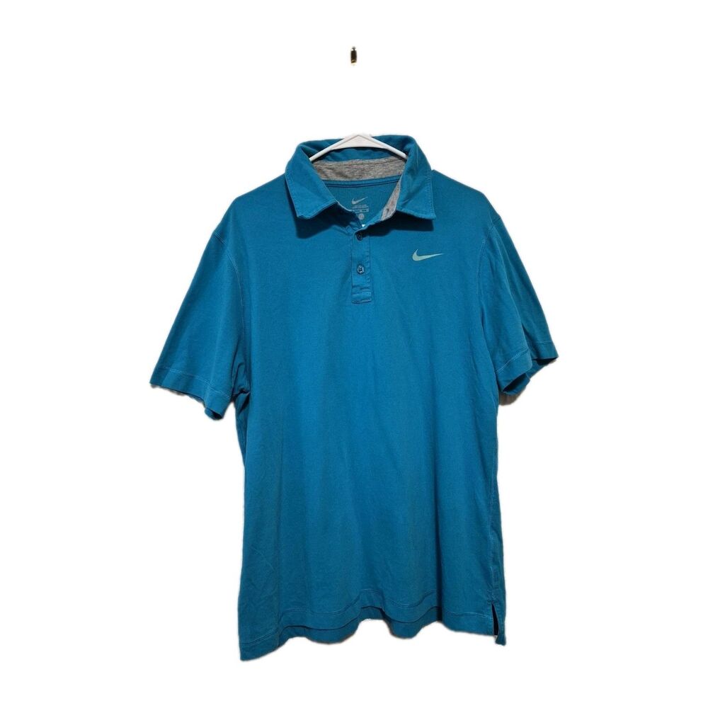 Nike Men's Blue Cotton Golf Polo Shirt Short Sleeves Sz XL k0309
